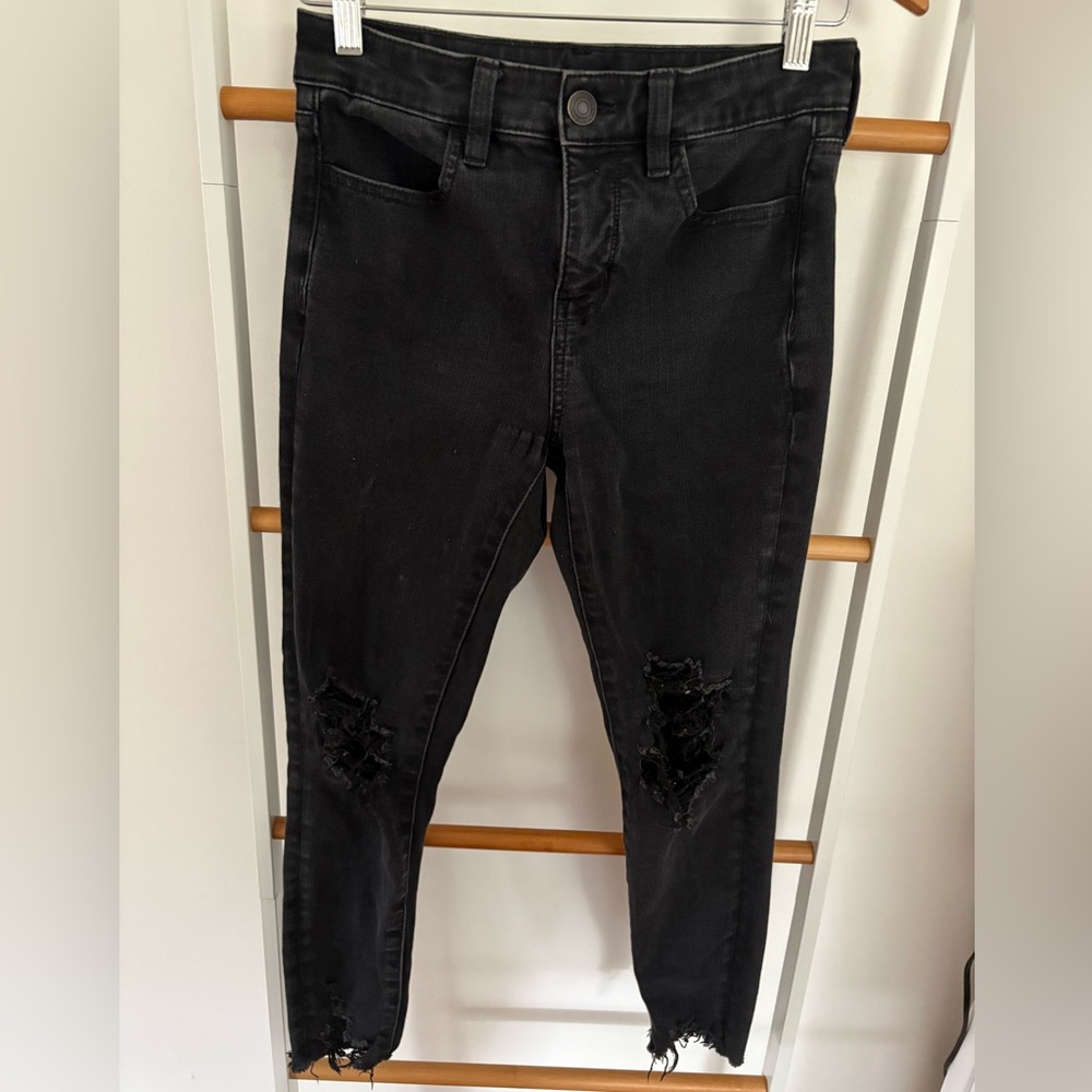 American Eagle Outfitters Black Distressed Skinny Jeans Jeggings